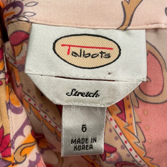 Pink paisley print long sleeve silk button down 6 - Picture 4 of 10